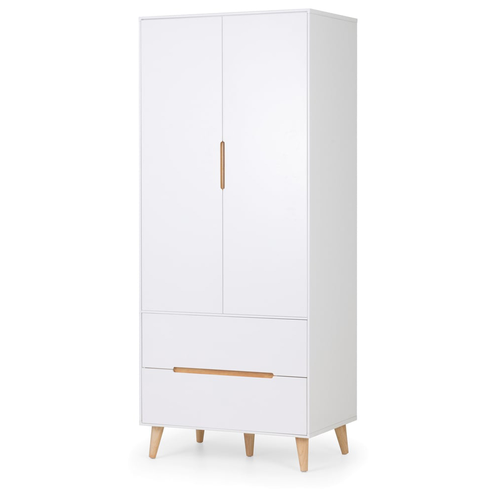 Julian Bowen Alicia 2 Door 2 Drawer Matt White Wardrobe Image 2