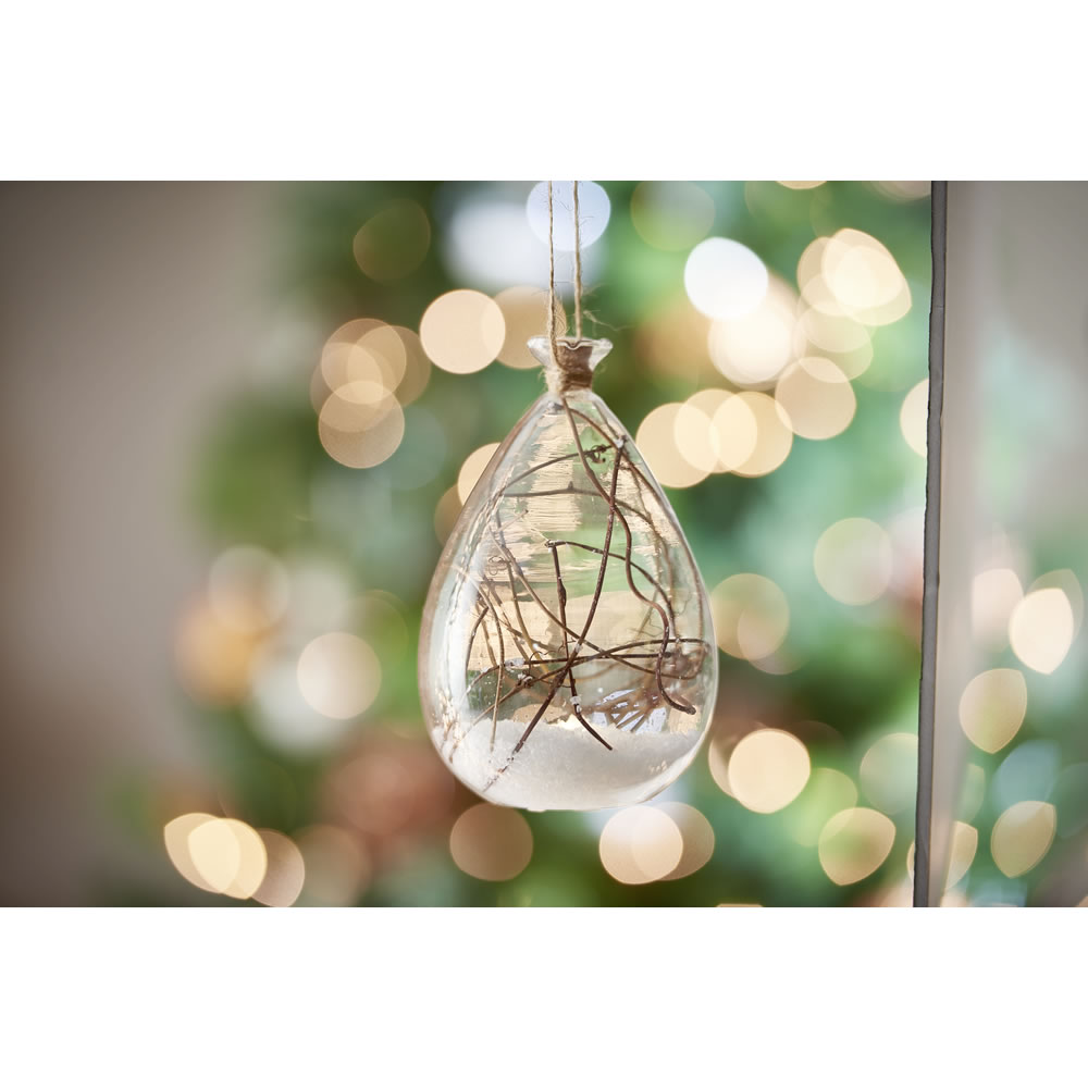 Wilko Country Christmas Glass Balloon Jar         Christmas Tree Decoration with LED Lights Image 3