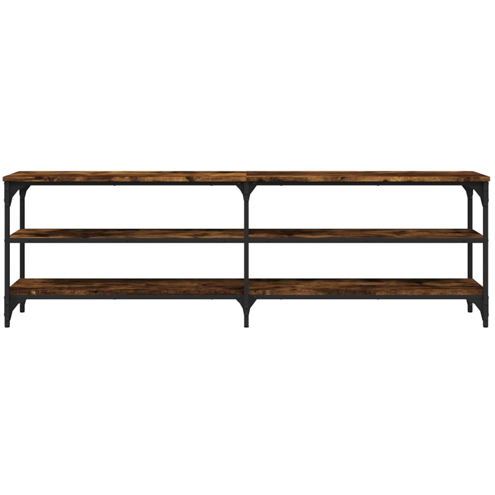 vidaXL 2 Open Shelf Smoked Oak TV Cabinet with Metal Legs Image 5