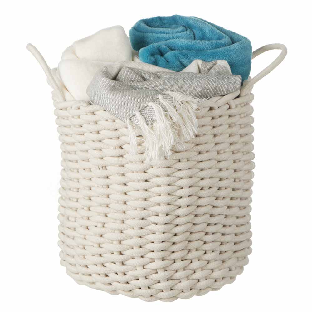 Wilko Rope Storage Basket Round Cream Wilko
