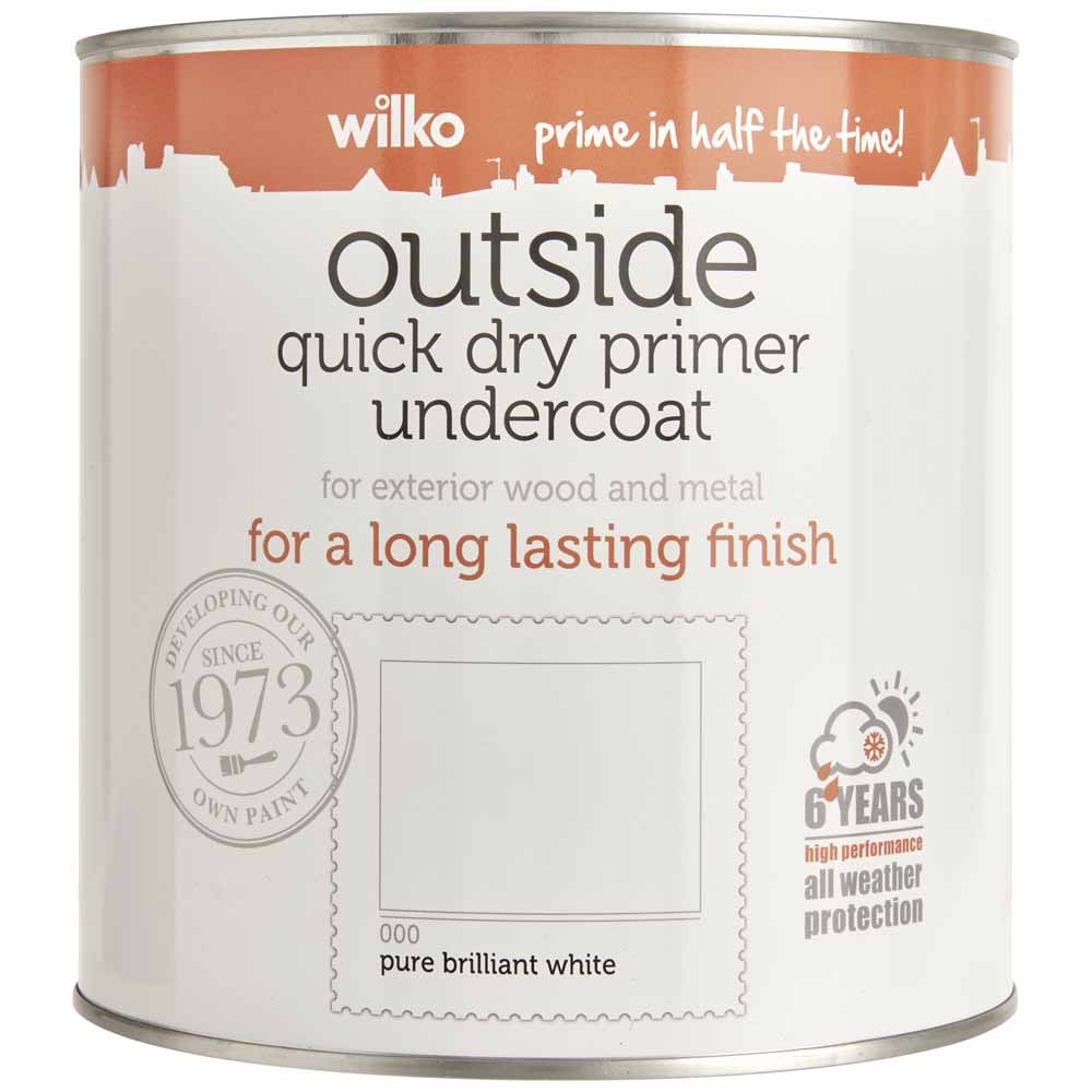 Wilko Pure Brilliant White Quick Dry Exterior Unde rcoat Paint 2.5L Image 1
