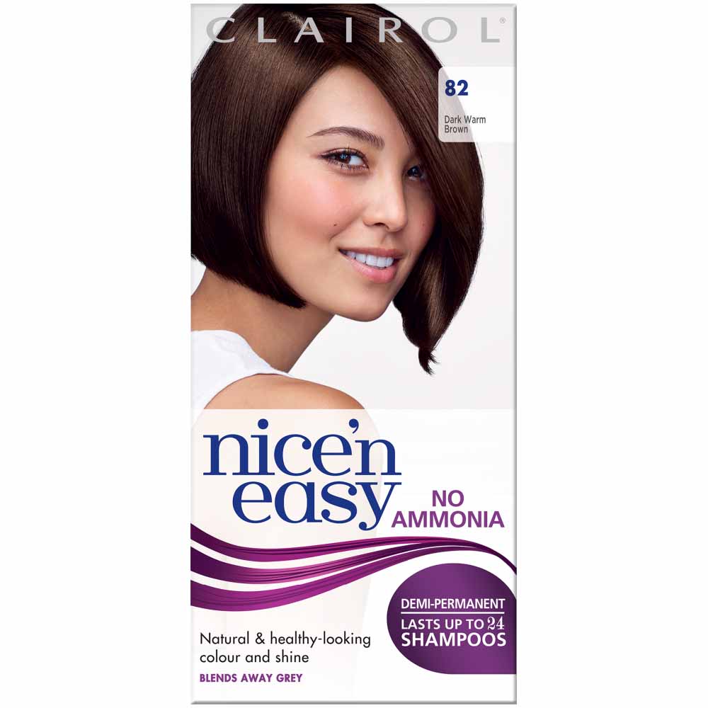 Clairol Nice'n Easy Dark Warm Brown 82 Non-Permanent Hair Dye Image 1