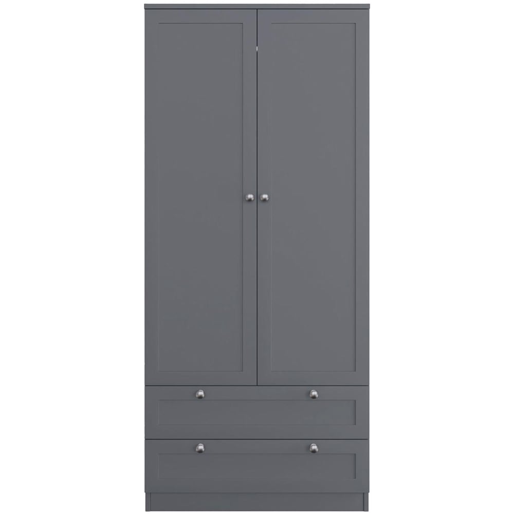FWStyle Artus 2 Door 2 Drawer Dark Grey Panelled Combination Wardrobe Image 4