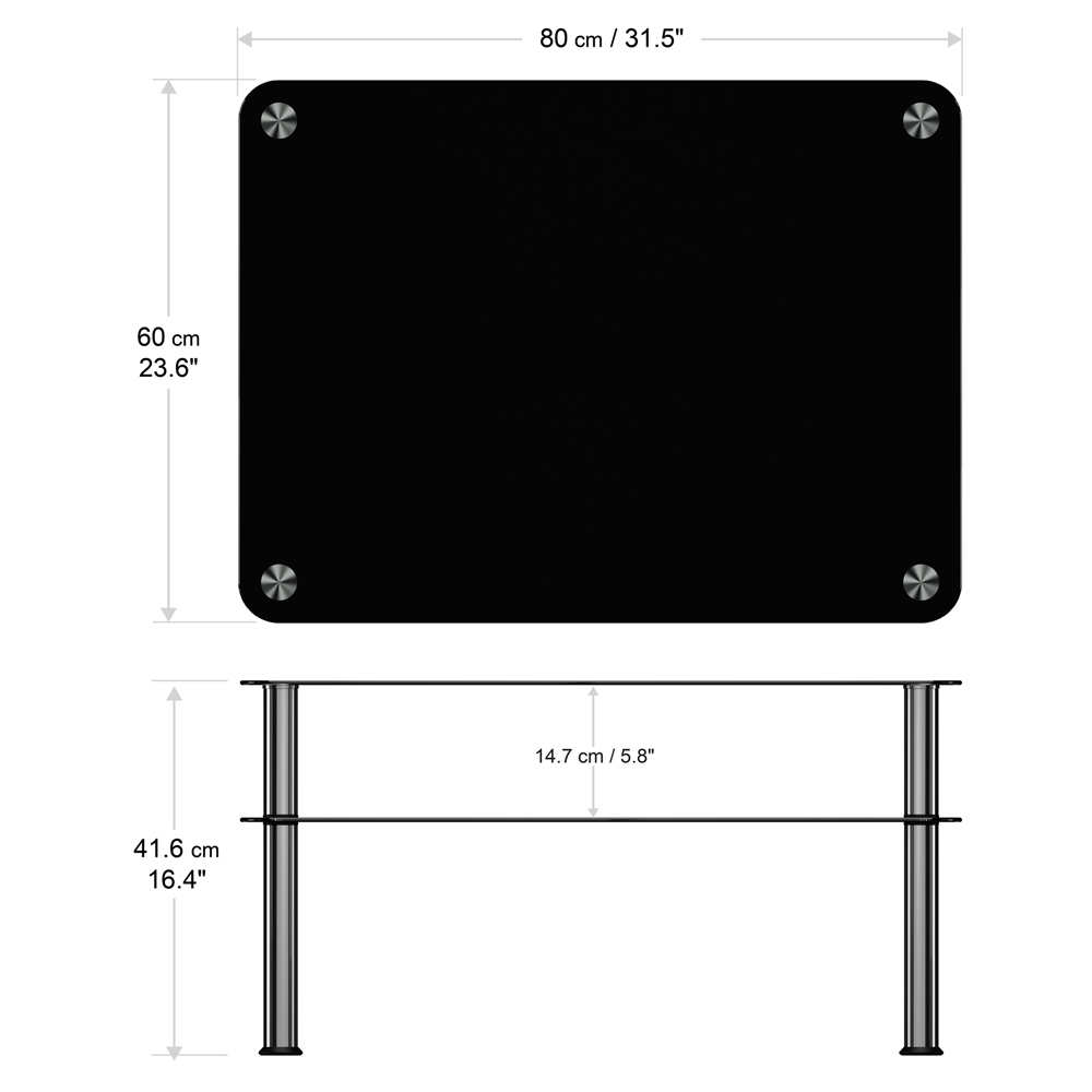 AVF Classic Black and Chrome Glass Coffee Table Image 5