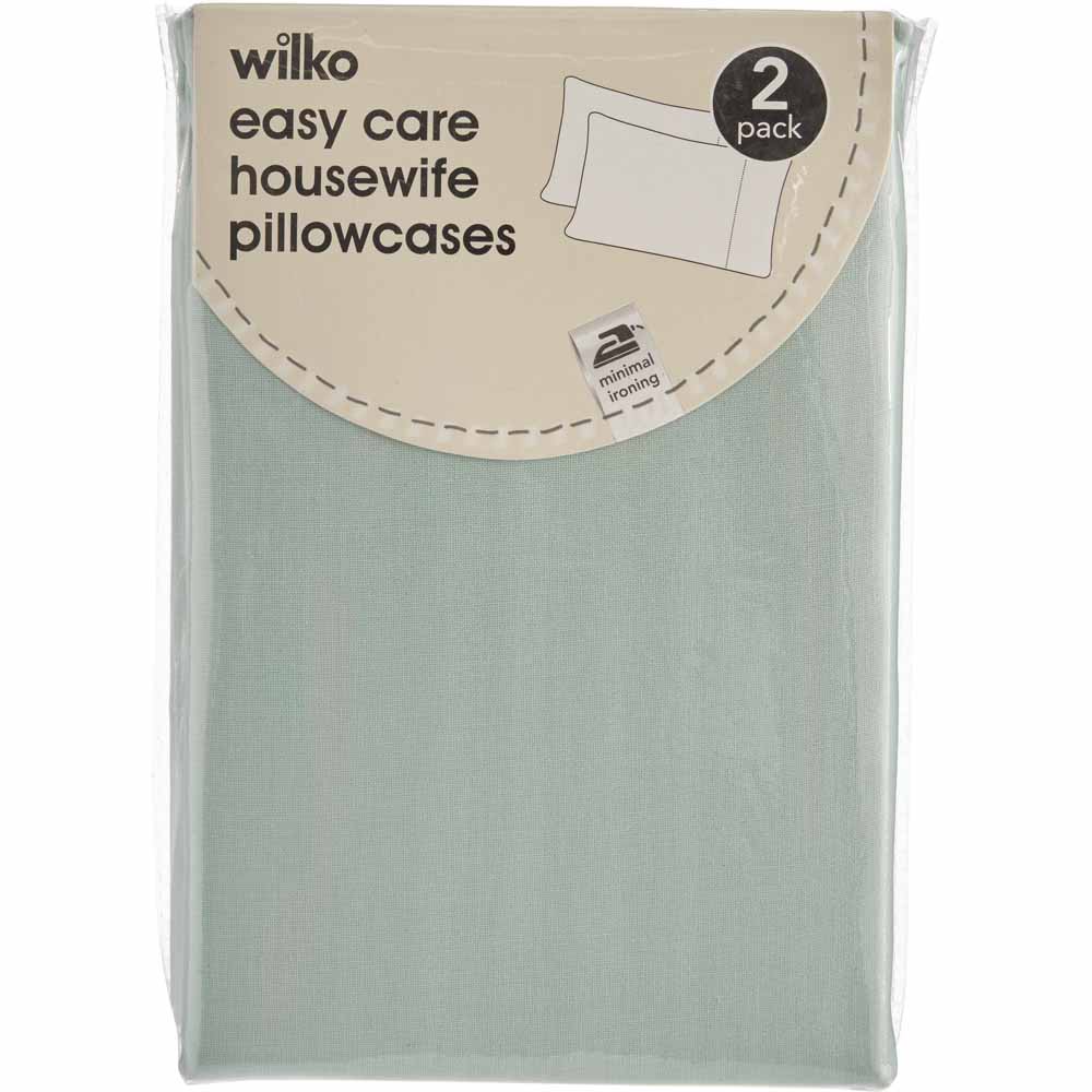 Wilko Easy Care Eau de Nil Housewife Pillowcases 2 pack Image 3