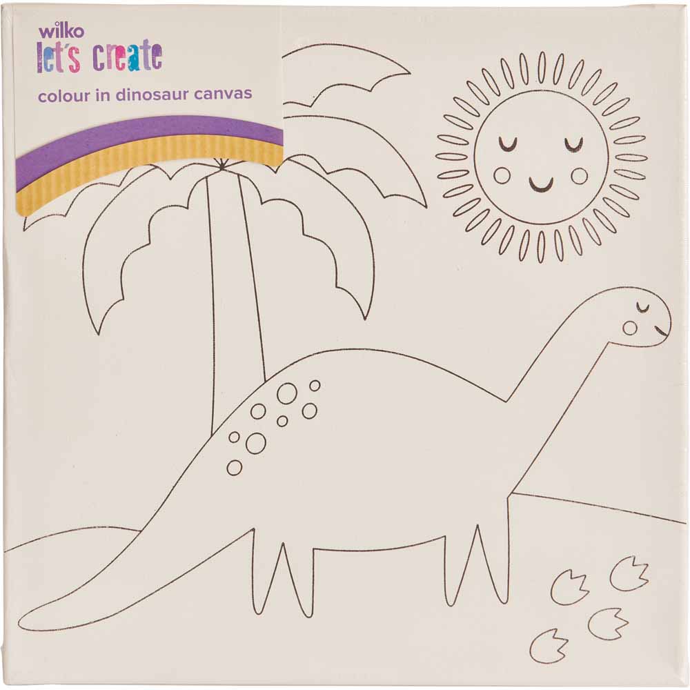 Wilko Colour In Your Own Canvas Dinosaur Image