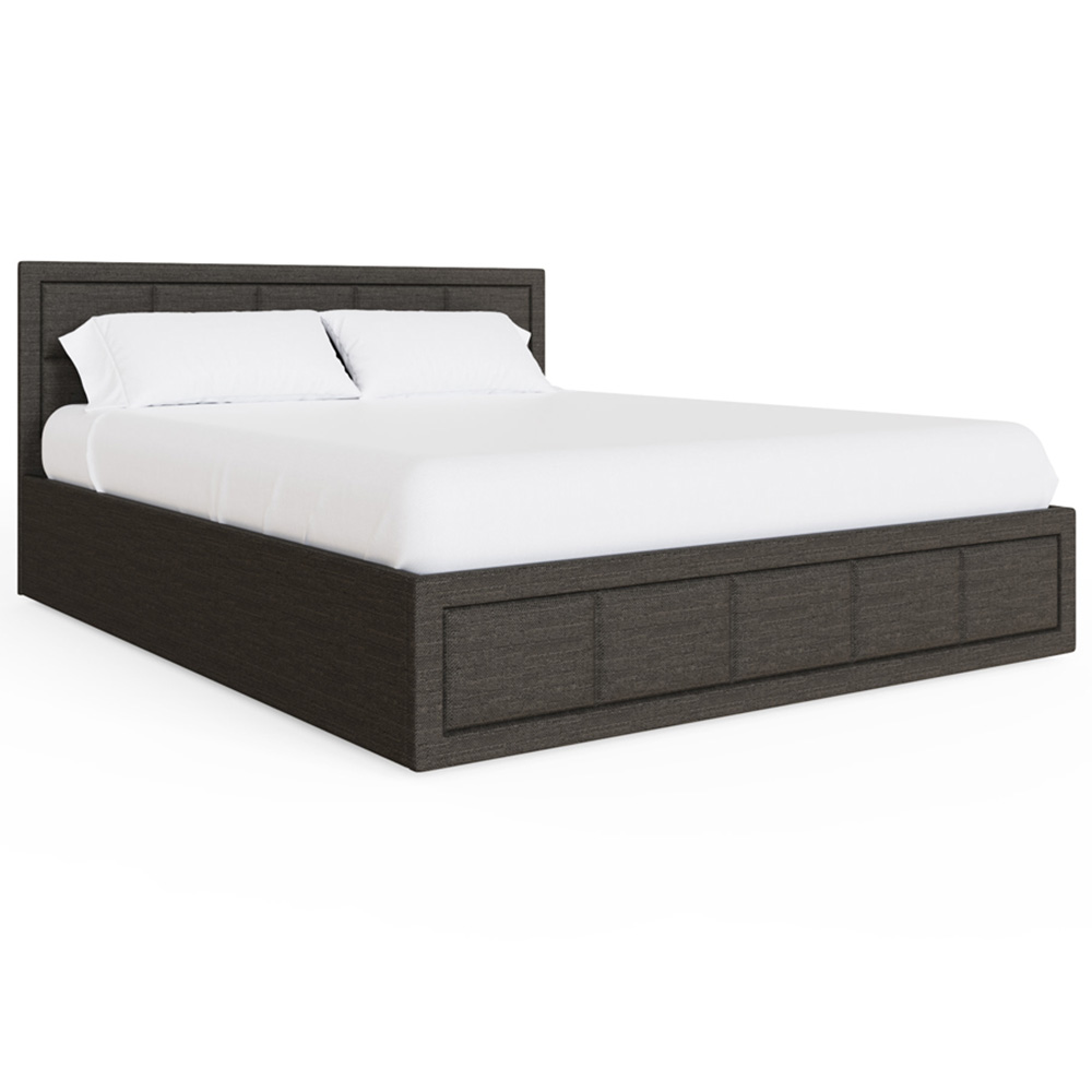 GFW Jamie King Size Grey Hopsack Fabric End-Lift Ottoman Bed with Headboard Image 3