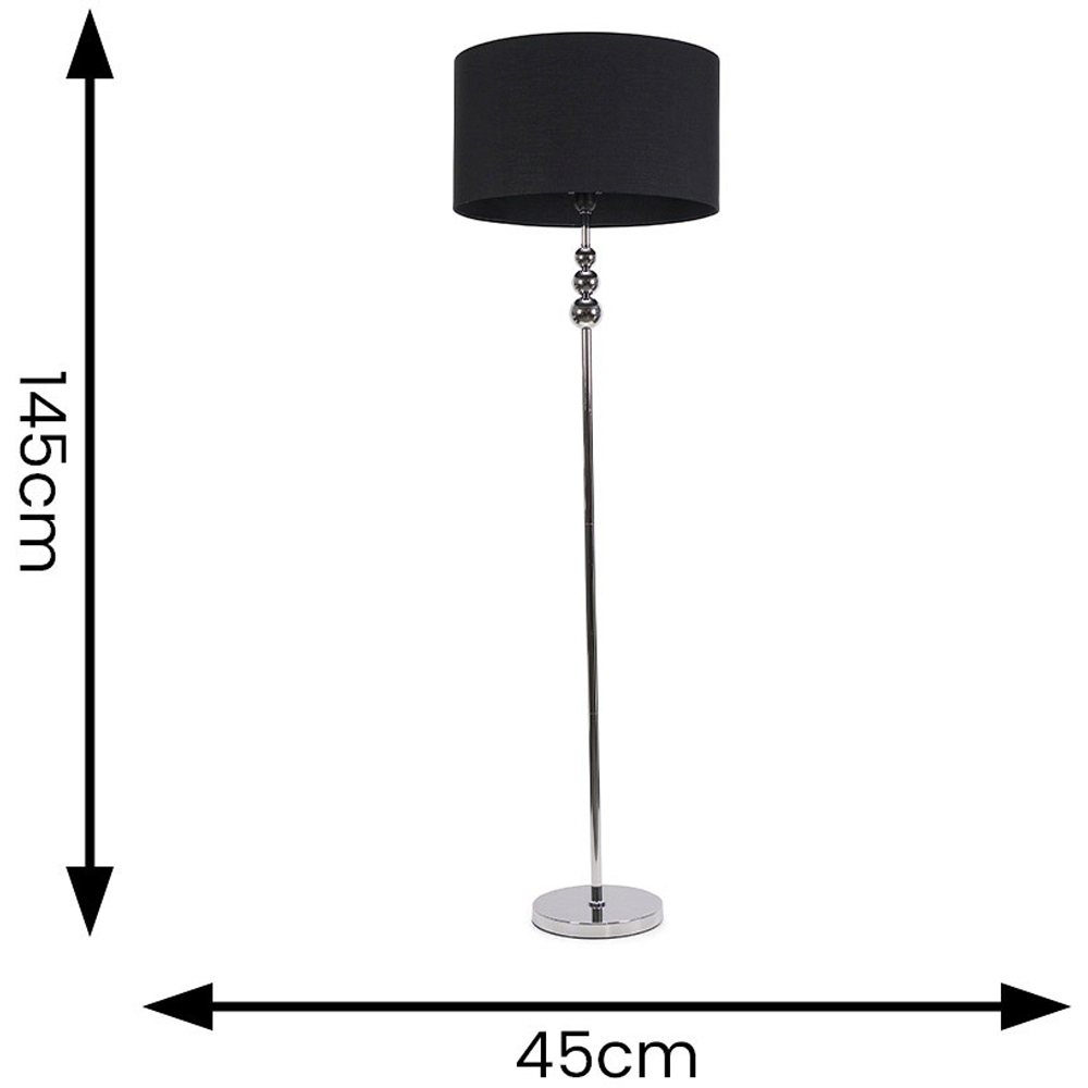 ValueLights Marissa Black Fabric Drum Shade LED Floor Lamp Image 7