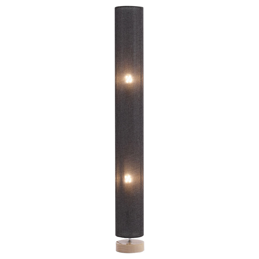 Living and Home Grey Wooden Column Floor Standing Lamp 120 x 15cm Image 1