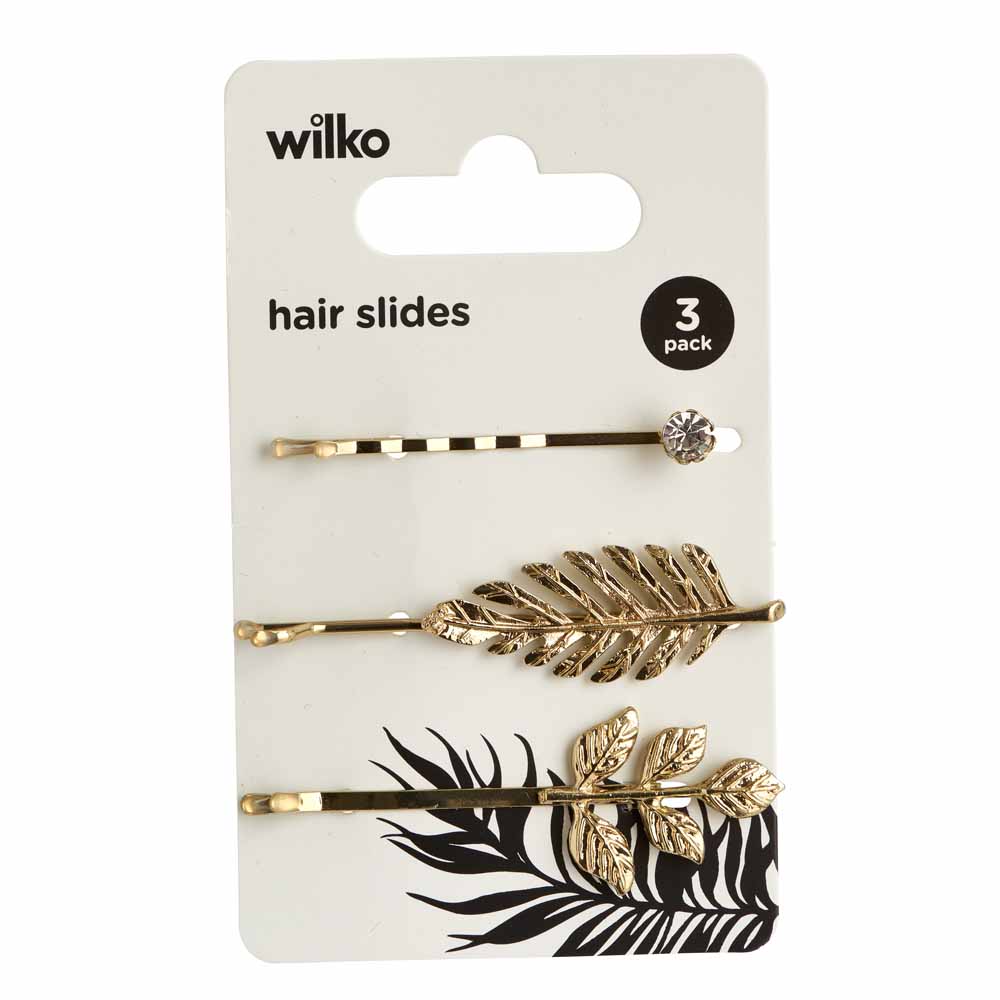 Wilko Gold Leaf Hair Clips 3 Pack Image 2
