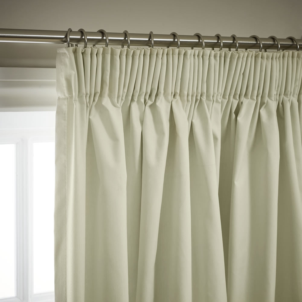 Wilko Cream Thermal Blackout Pencil Pleat Curtains  167 W x 137cm D Image 2