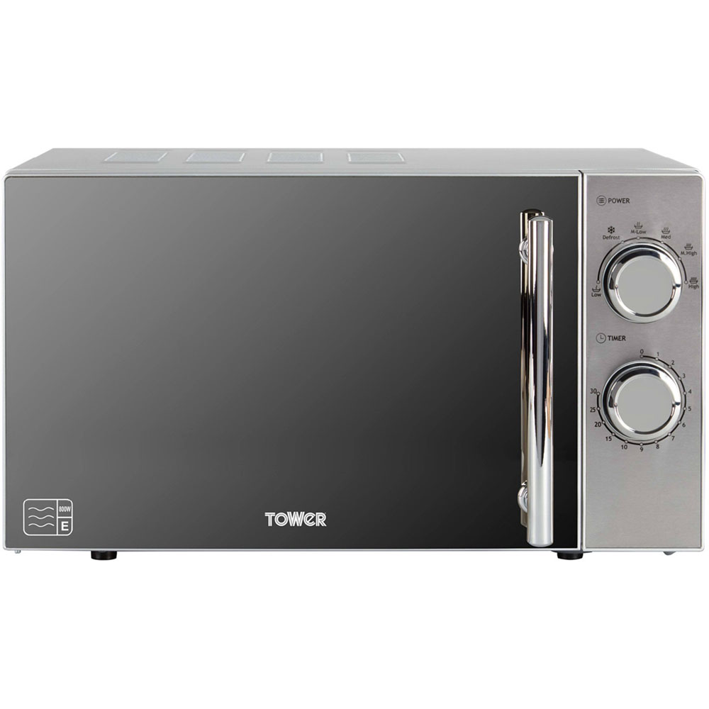 Tower T24015S Silver 20L Manual Microwave Image 1