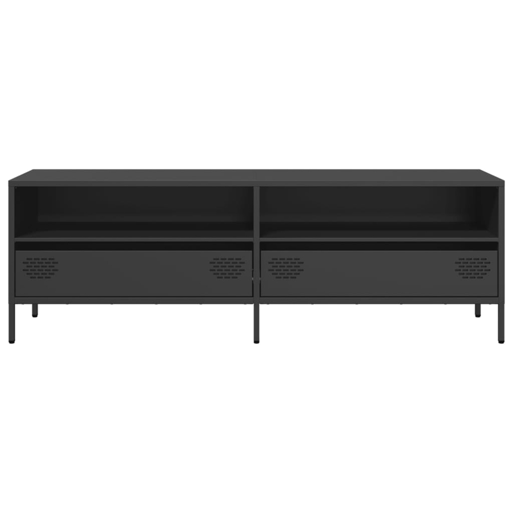 vidaXL 2 Drawer 2 Shelf Black Steel Industrial Style TV Cabinet Image 4
