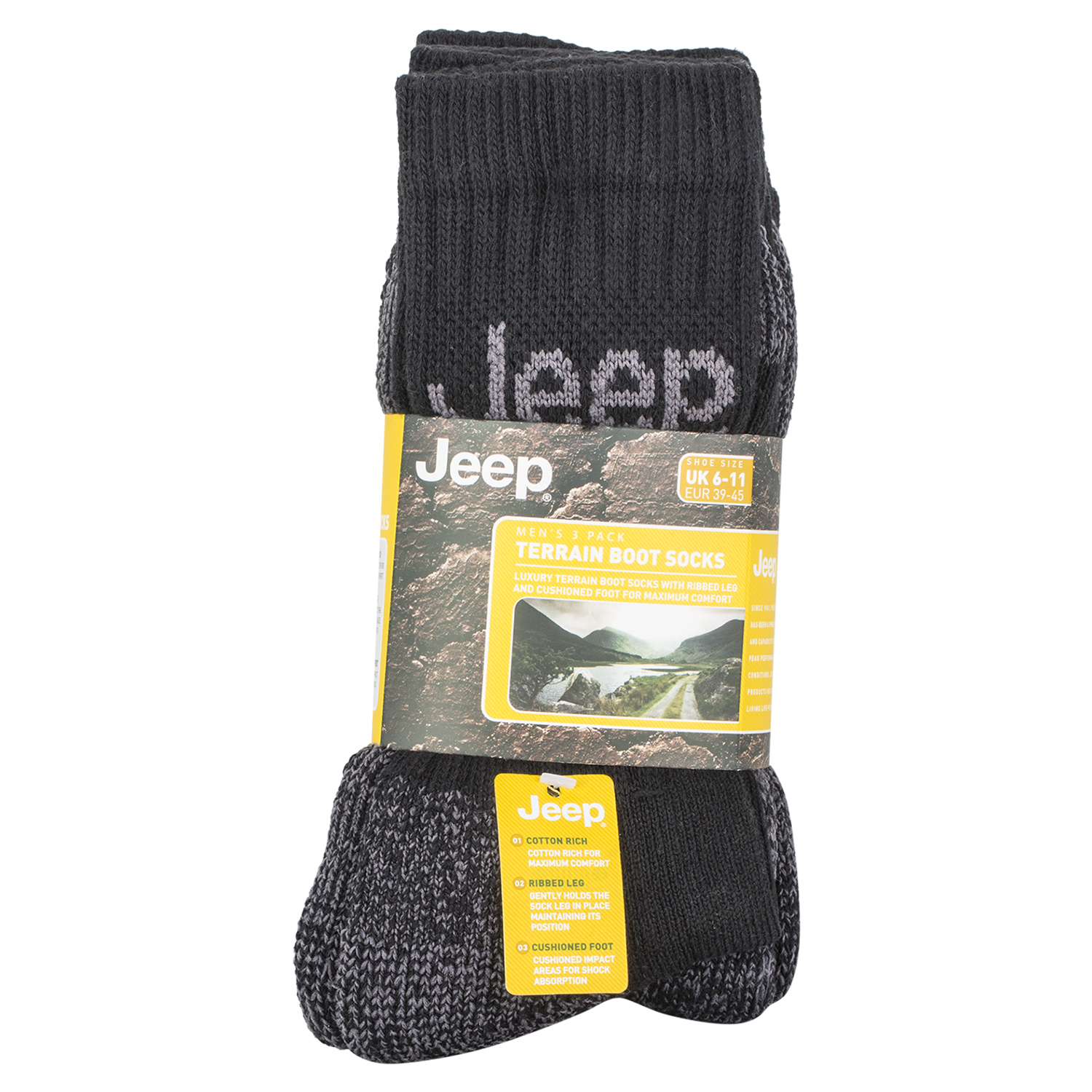 Single Jeep Terrain Mens Socks 3 Pack in Assorted styles Image 6