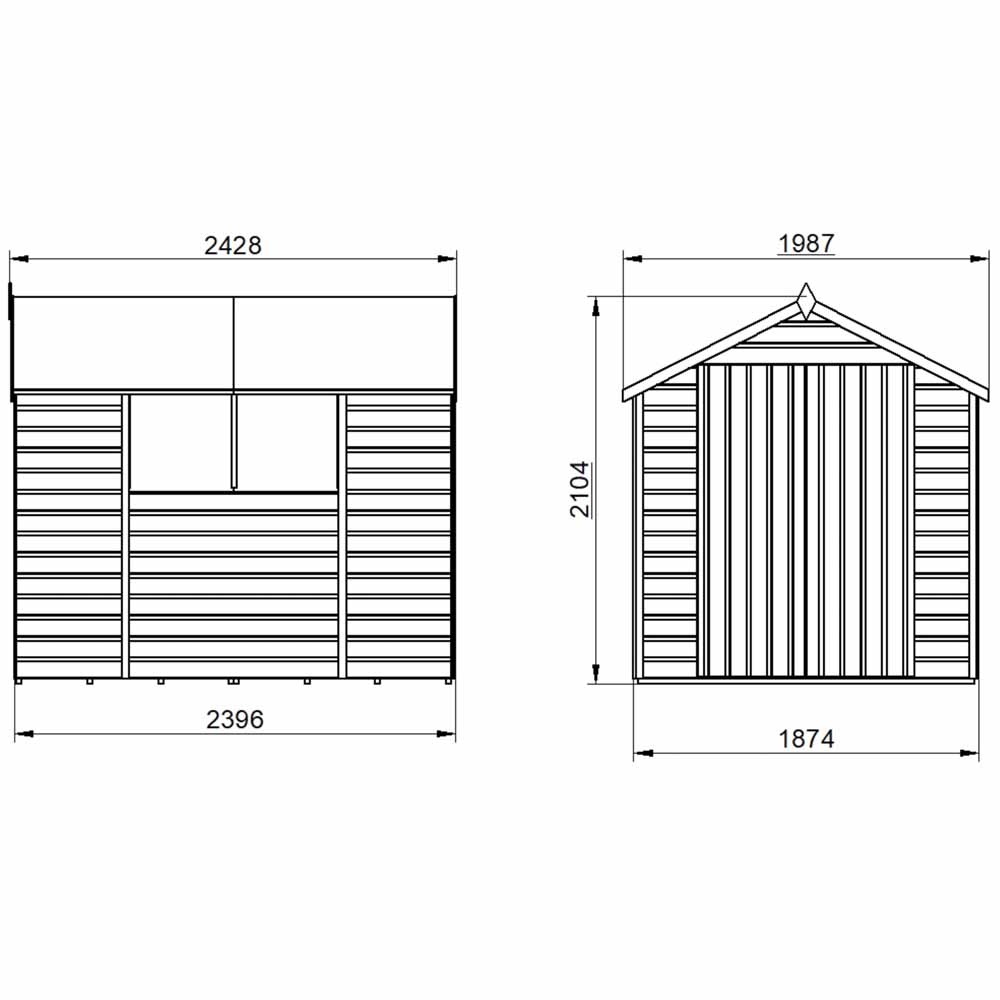 Forest Garden 8 x 6ft Double Door Shiplap Dip Treated Apex Shed Image 15