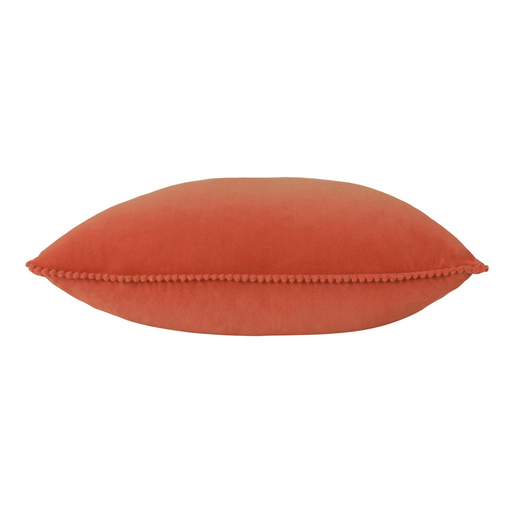 furn. Cosmo Brick Velvet Pom-Pom Cushion Image 2
