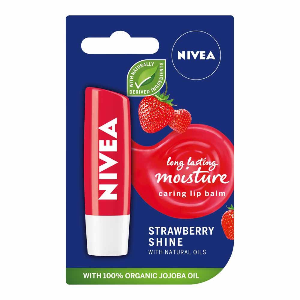 Nivea Fruity Shine Lip Balm in Strawberry 4.8g Image 1