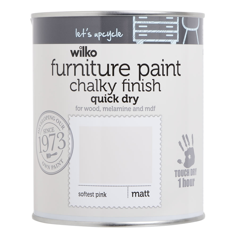 Wilko Chalky Finish Furniture Paint Pink 750ml Image