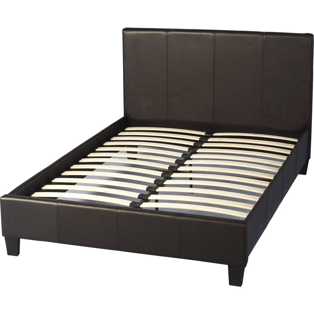 Prado Brown Faux Leather Double Bed Image 2