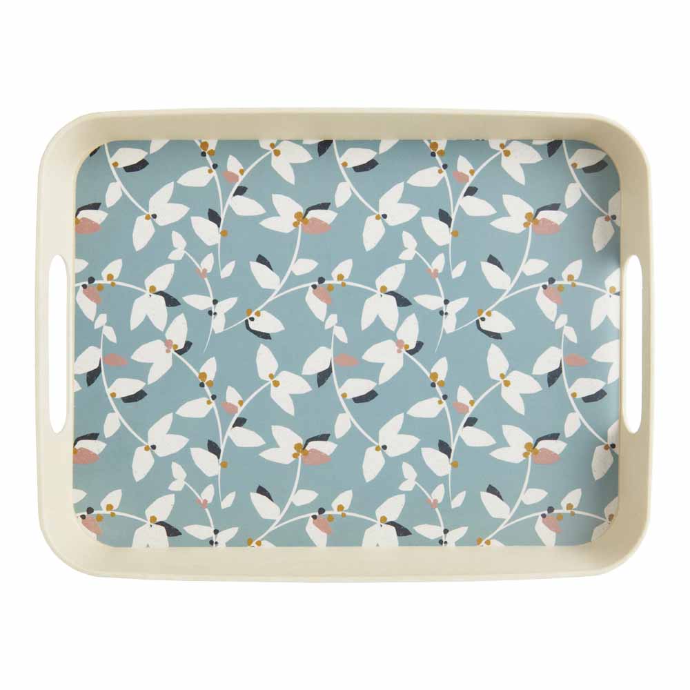 Wilko Bamboo Floral Design Tray Image 1