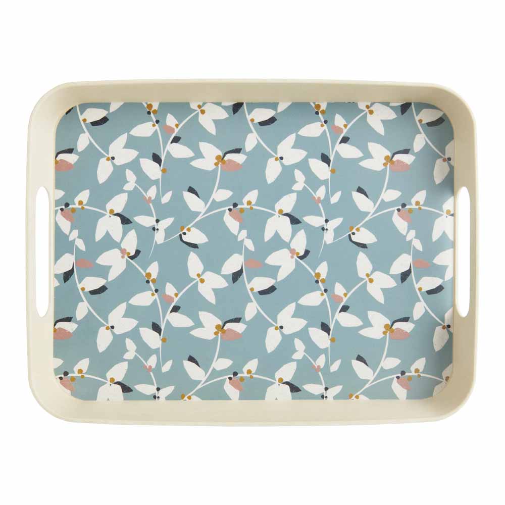 Wilko Bamboo Floral Design Tray Wilko