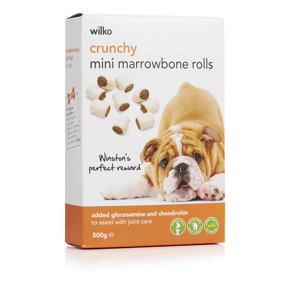 Wilko Crunchy Mini Marrowbone Rolls Dog Treats    500g