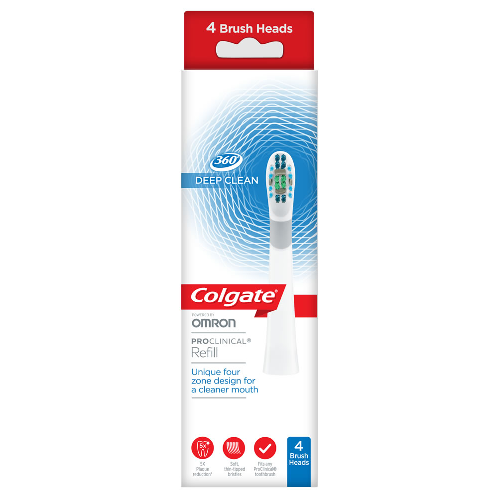 Colgate Replacement Brush Heads Pro Clinical 360 4pk Wilko