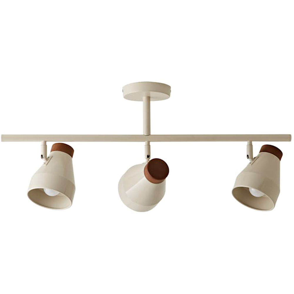 ValueLights Parker 3 Way Cream and Walnut Ceiling Light and Bulbs Image 1