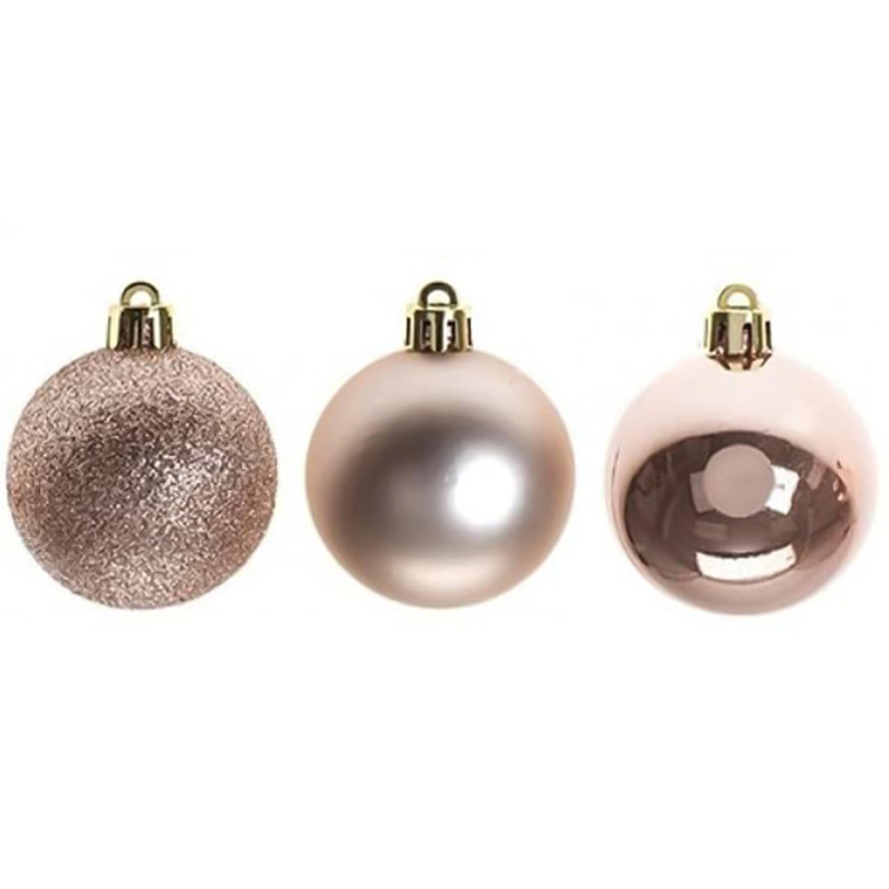 Shatchi 5cm Rose Gold Shatterproof Christmas Baubles 24 Pack Image 2