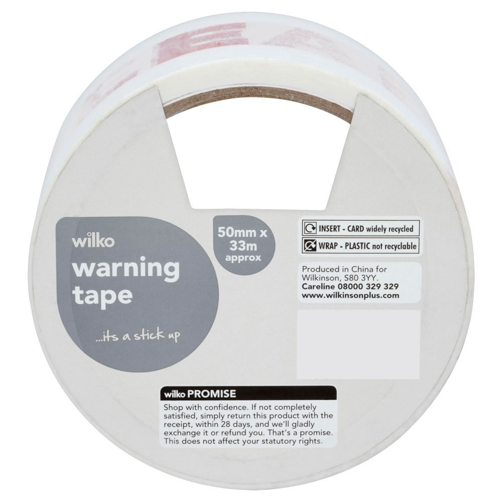 Wilko Fragile Warning Tape 50mm x 30m Image