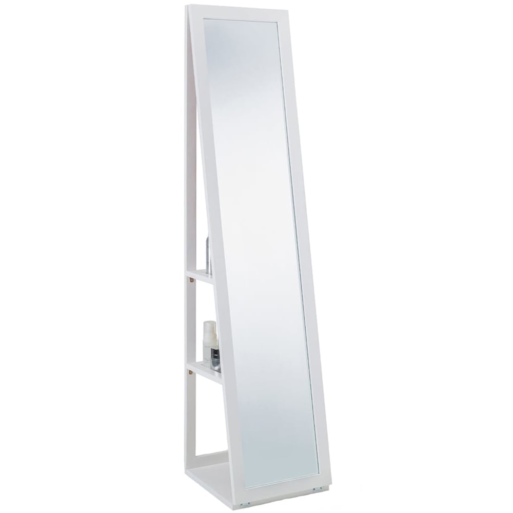 Julian Bowen Fresco White 2 Shelf Long Mirror Floor Cabinet Image 1