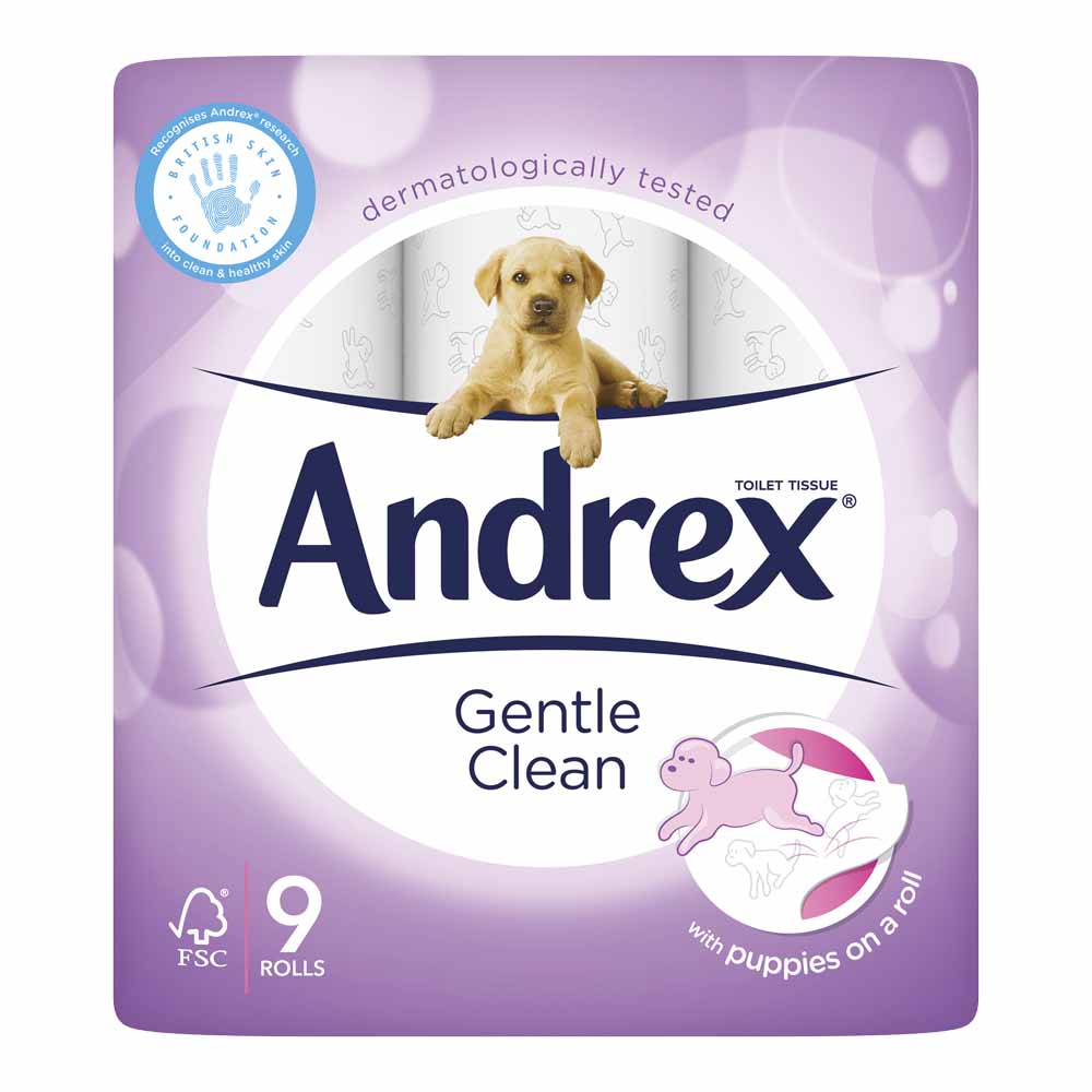 Andrex Gentle Clean Family Bathroom Tissue 9 Roll Image 2