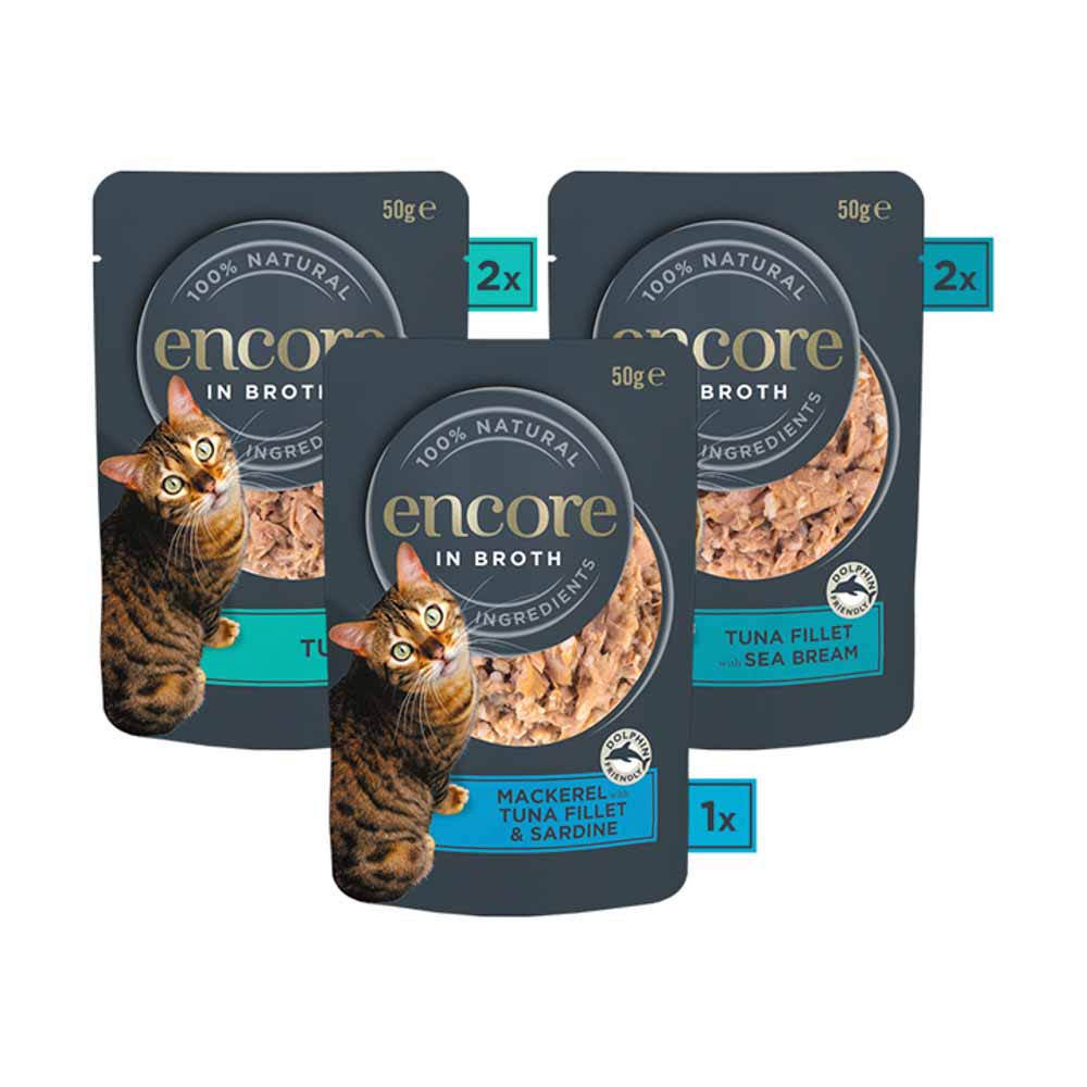 Encore Fish in Broth Cat Food Pouches 5 x 50g Image 3