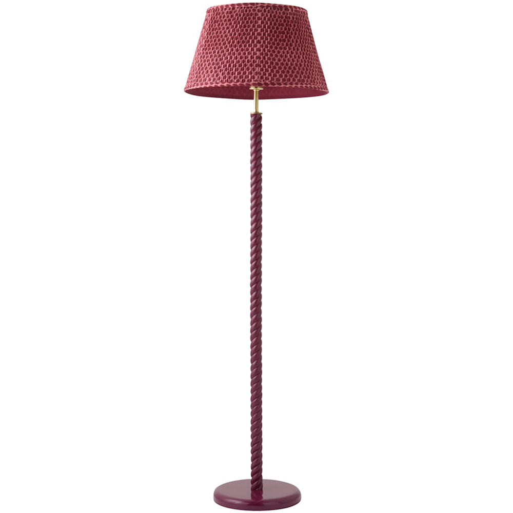 ValueLights Amara Pink Pleated Tapered Shade Pink Twist LED Floor Lamp with Bulb Image 1