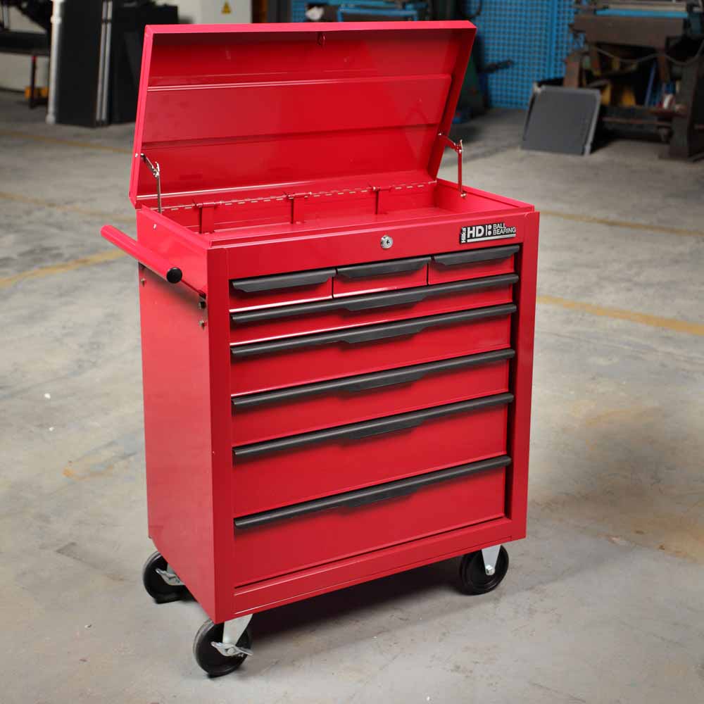 HILKA TOOL CHEST TROLLEY 8 DRAWER RED MOBILE STORAGE ROLL WHEELS CABINET BOX 