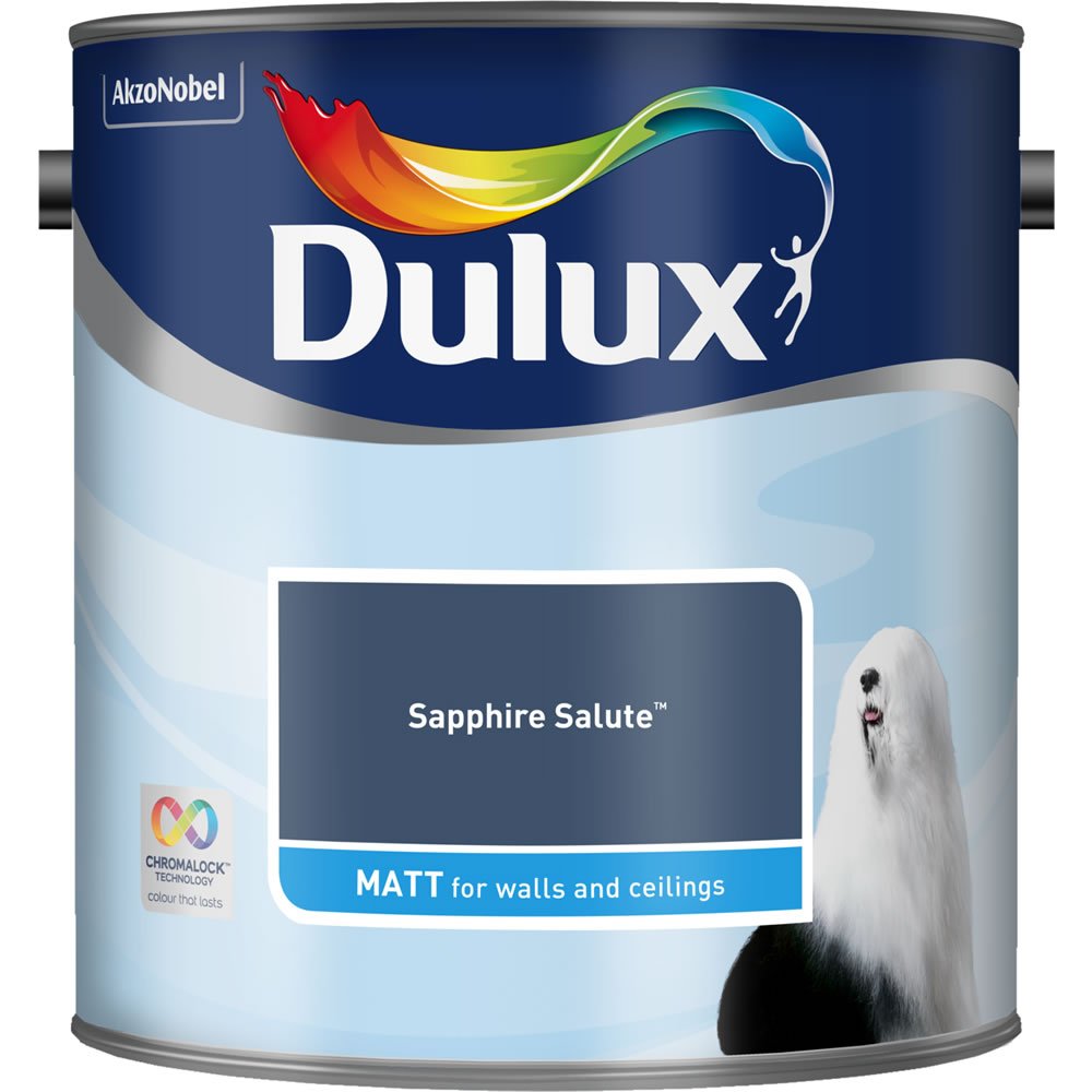 Dulux Walls & Ceilings Sapphire Salute Matt Emulsion Paint 2.5L Image 2