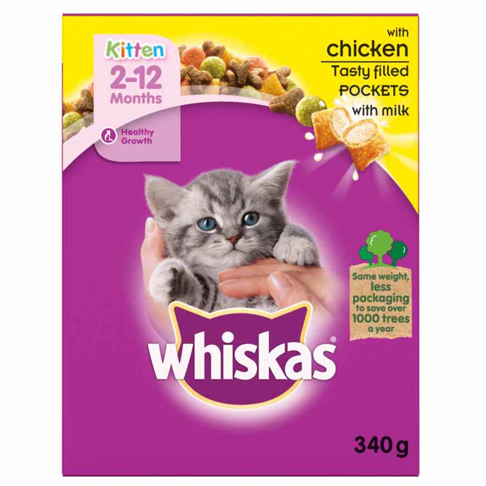 Whiskas Kitten Complete Dry Cat Food Biscuits Chicken 340g Image 2