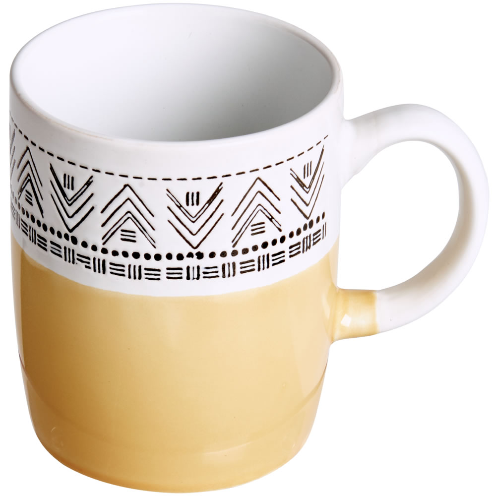 Wilko Mustard Aztec Design Mug Image 2