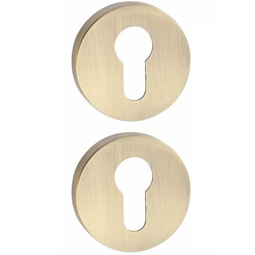 Golden Grace Antique Brass Lima Knurled Euro Premium Door Key Hole Escutcheon Cover Image