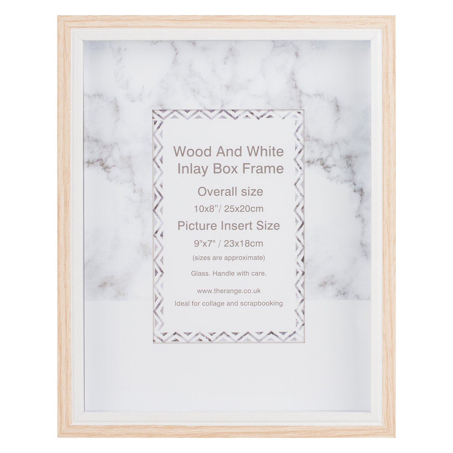 Neutral Wood and White Inlay Box Photo Frame 10 x 8 inch Image