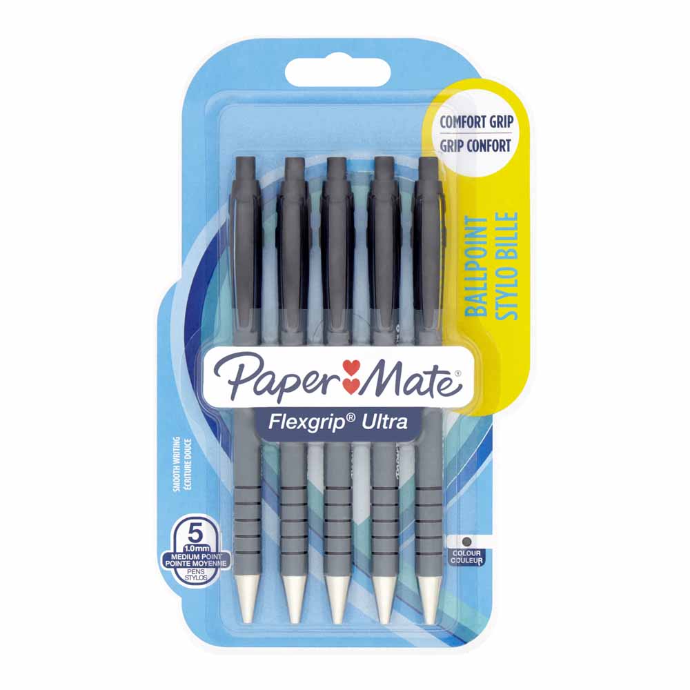 PaperMate Flexgrip Ultra Ballpoint Pen Black Mediu m 5pk Image 1