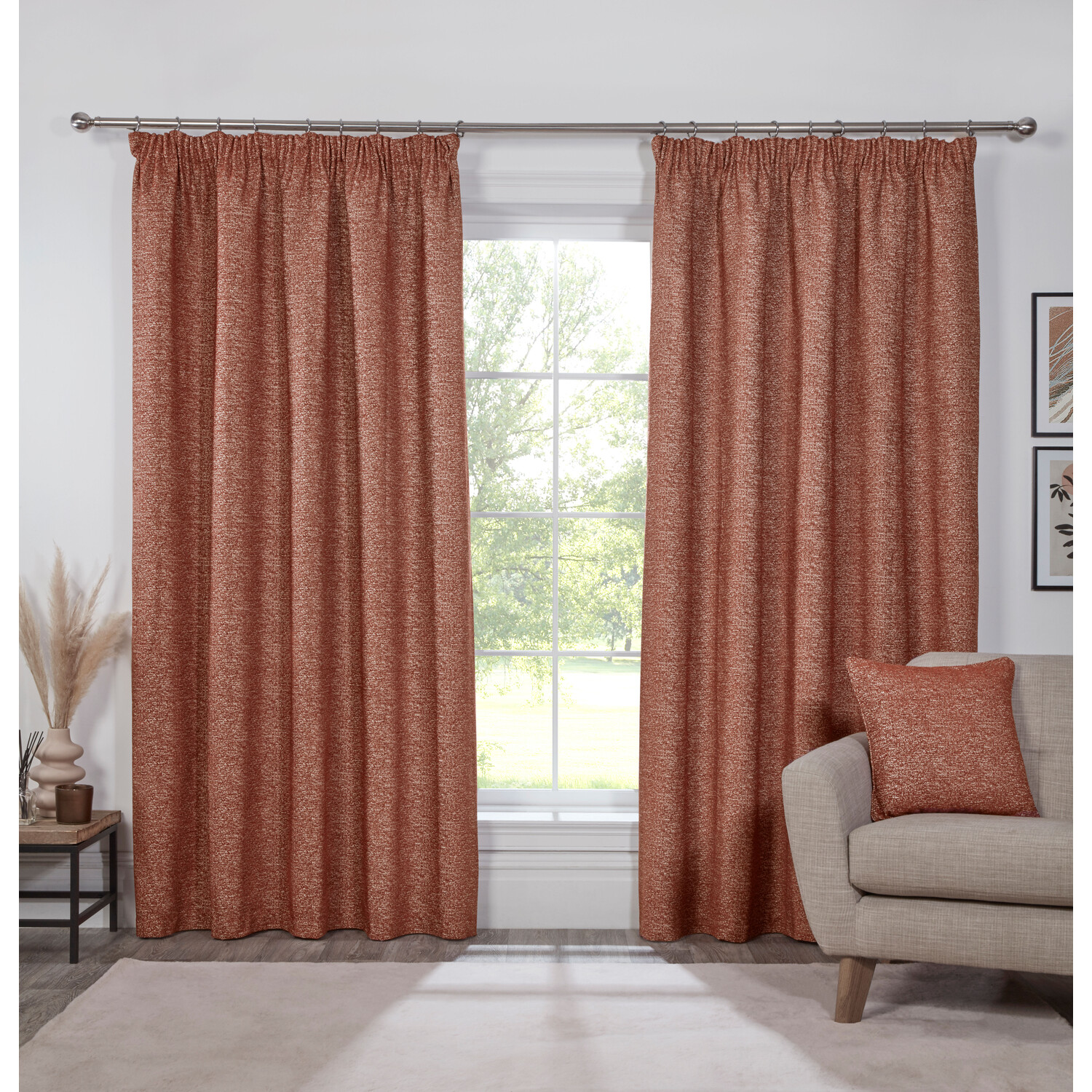 Montreal Chenille Taped Curtain  - Rust / 229cm Image 1