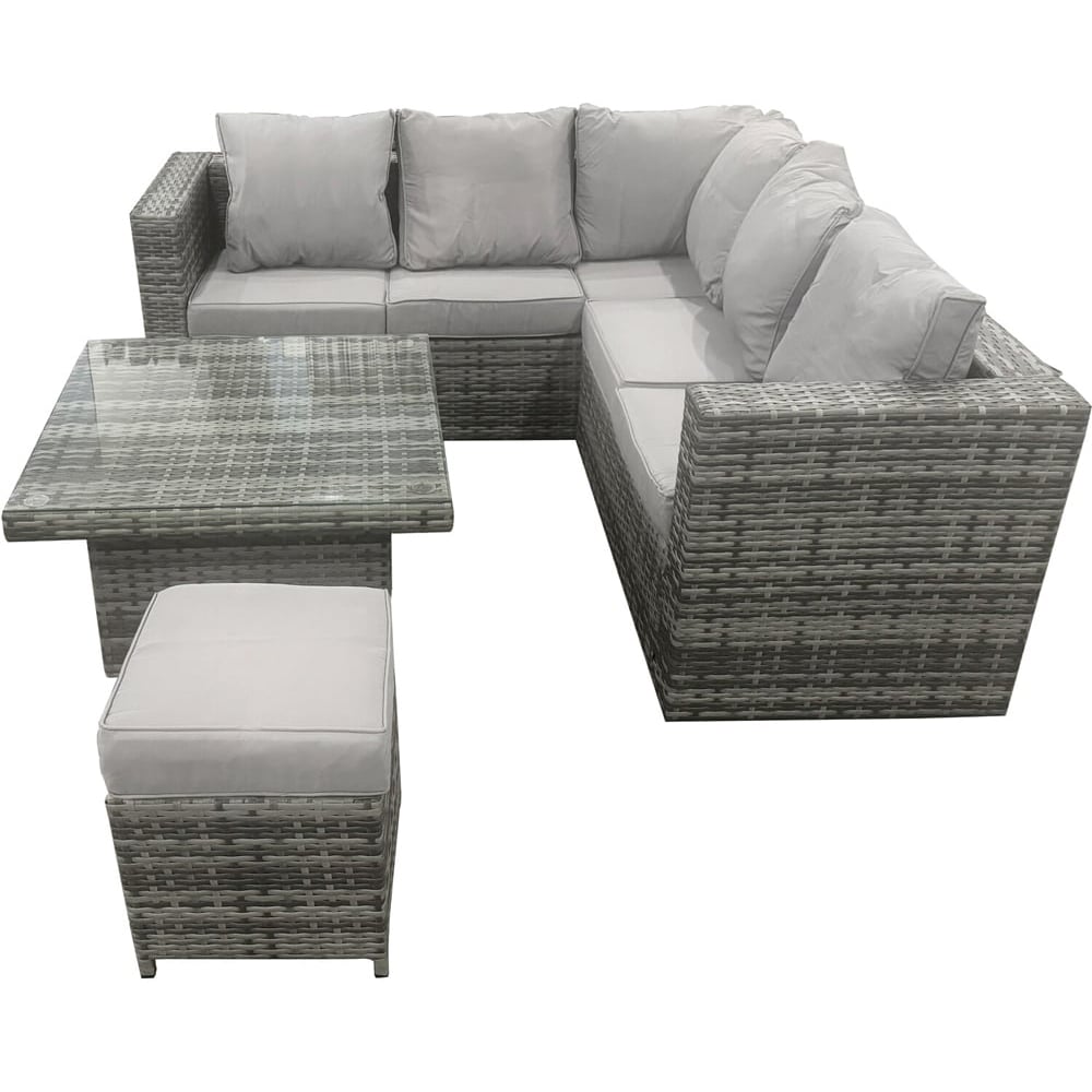 Carolina 5 Seater Grey Rattan Height Adjustable Table Garden Corner Lounge Set Image 6