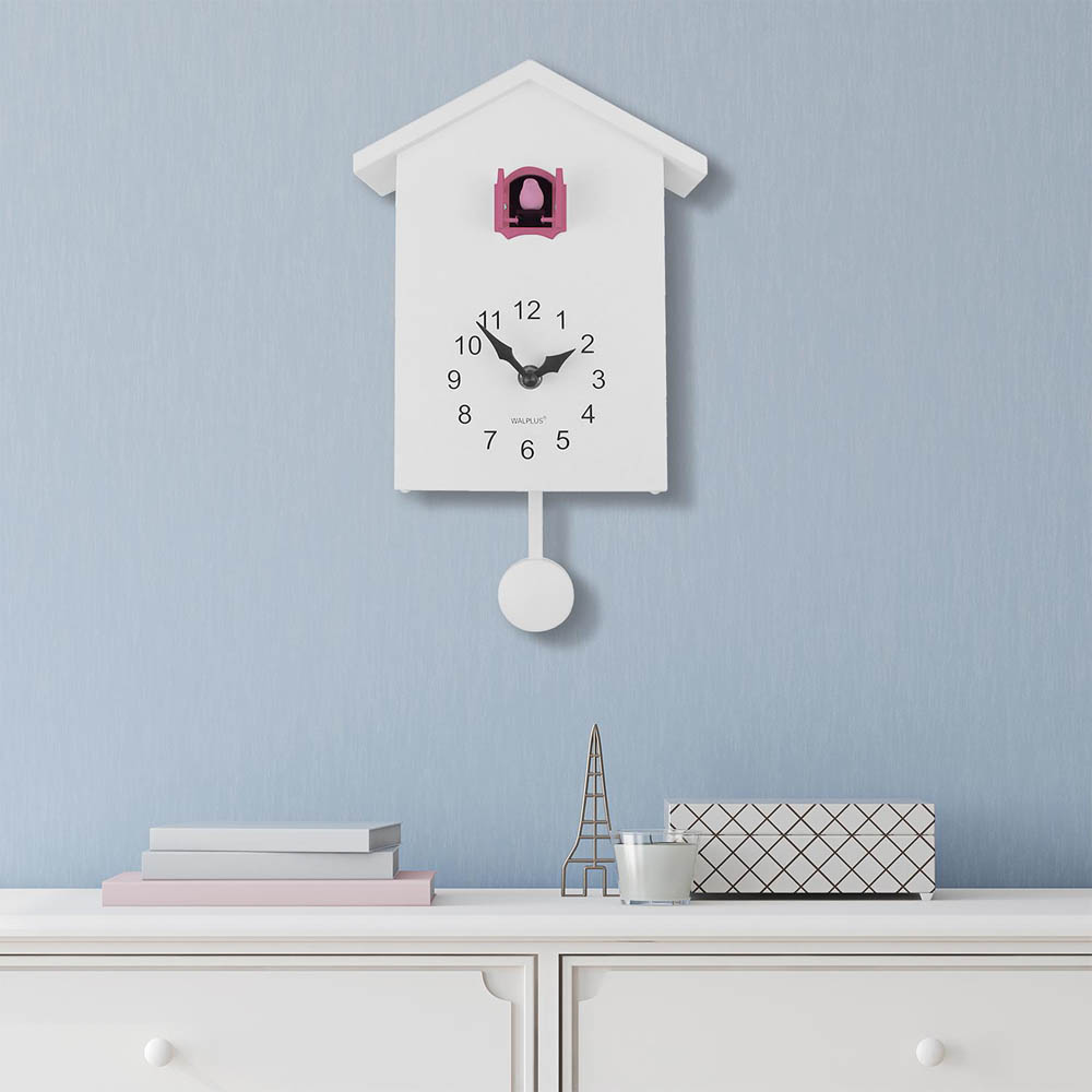 WALPLUS Pink Cuckoo Window Clock with Removable Pendulum 25 x 20cm Image 2