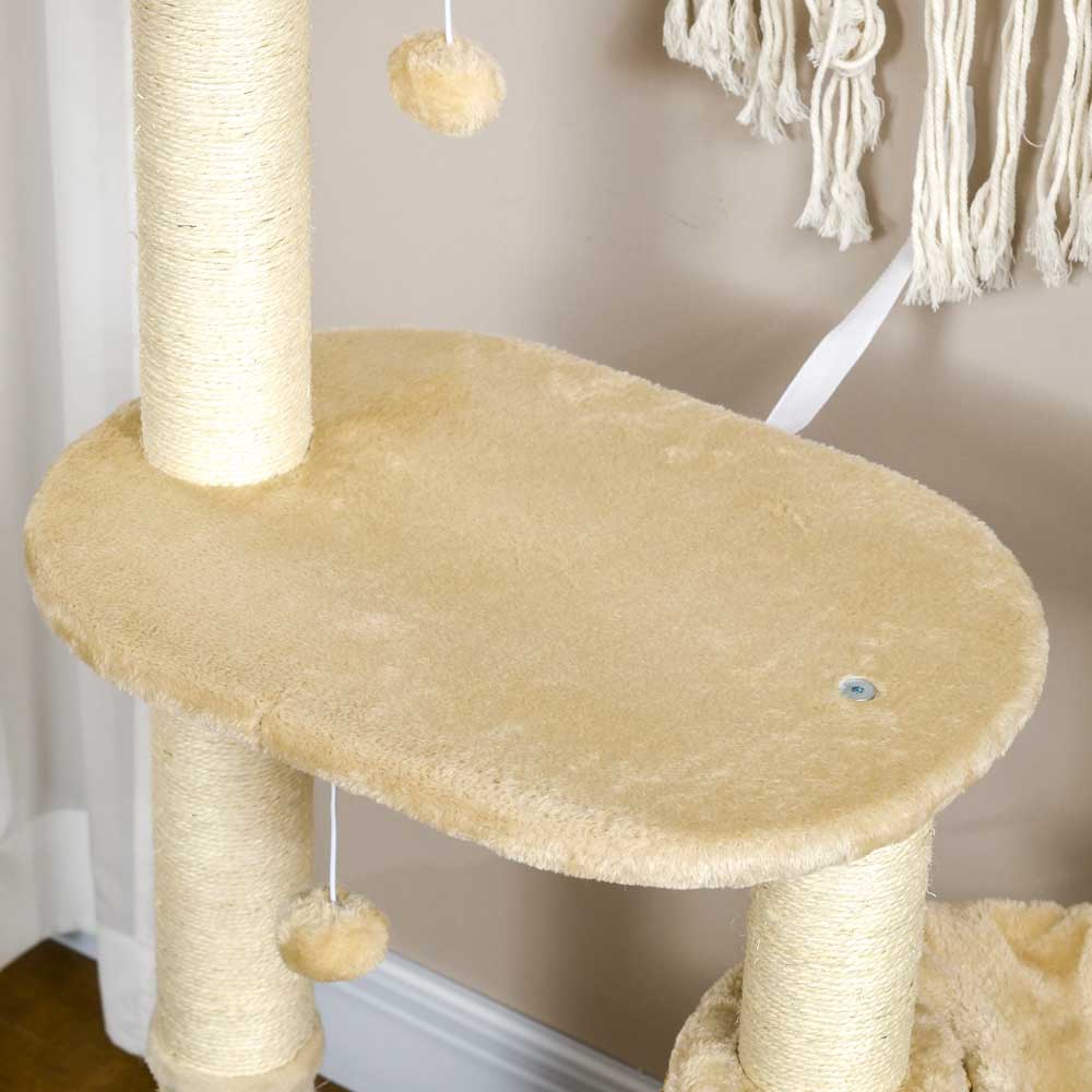 PawHut Cat Tree Activity Centre with Cattail Fluff Bed Image 8