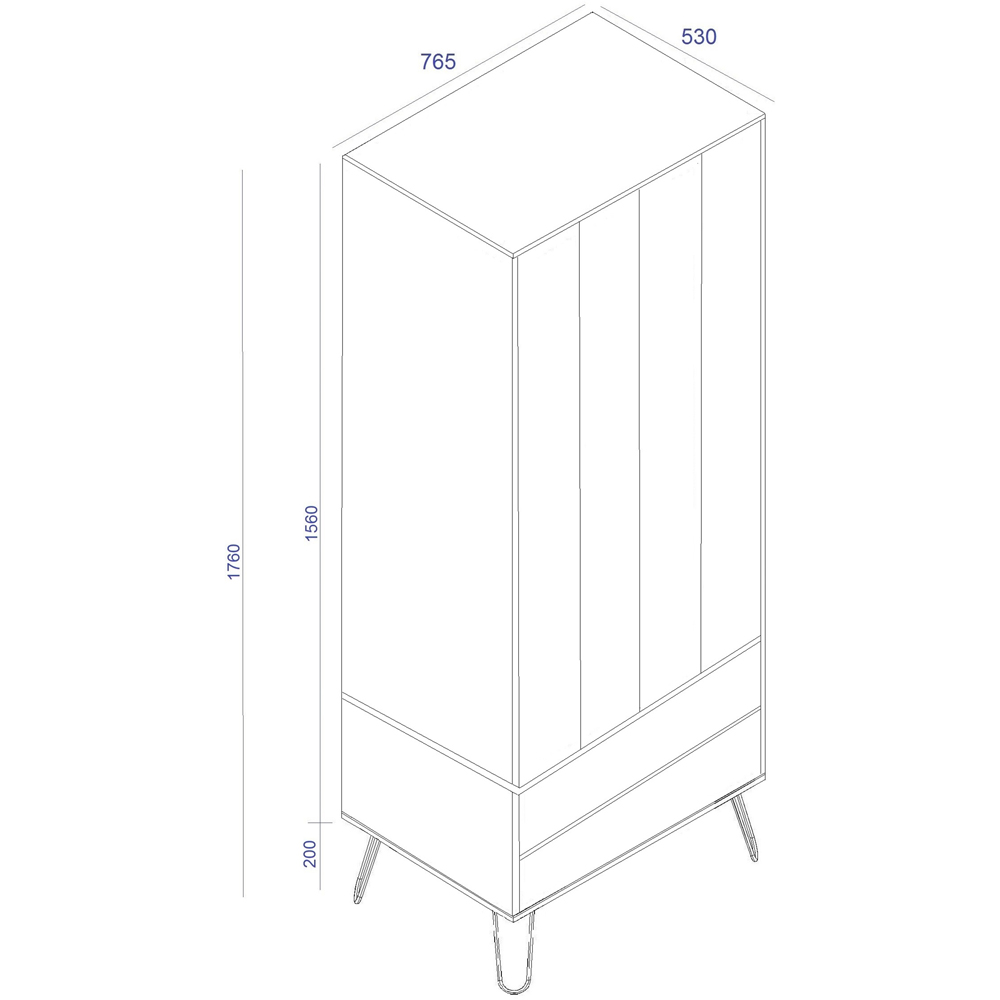Core Products Augusta 2 Door 2 Drawer Driftwood and Calico Wardrobe Image 8