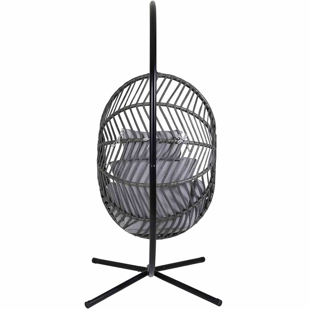 Charles Bentley Grey Rattan Egg Chair with Cushions Image 5