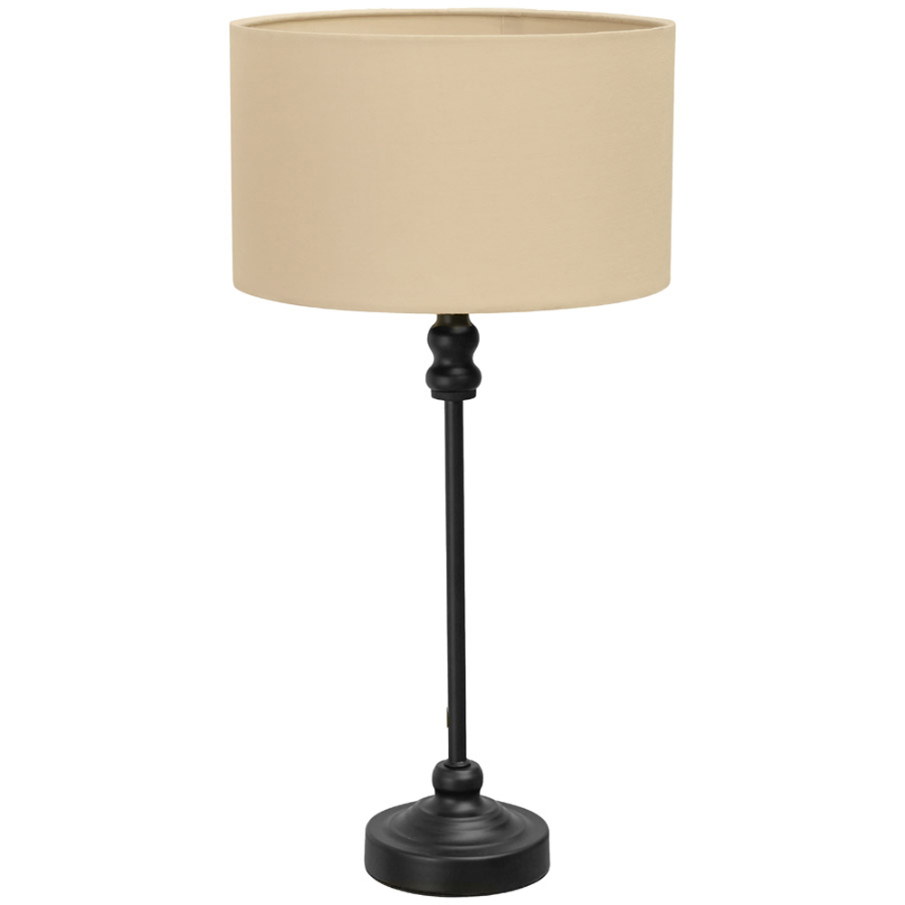 ValueLights Maggie Natural and Black Drum Shade Candlestick LED Table Lamp Image 1