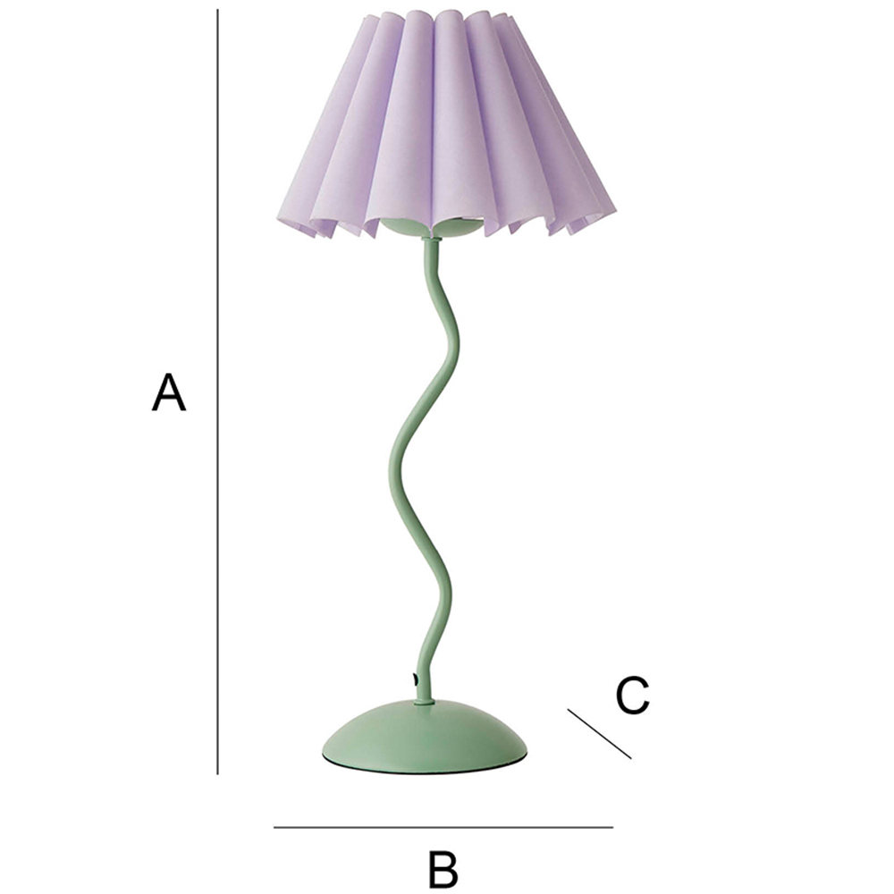 ValueLights Wiggle Lilac and Moss Green Pleated Scallop Shade Table Lamp and LED Bulb Image 7