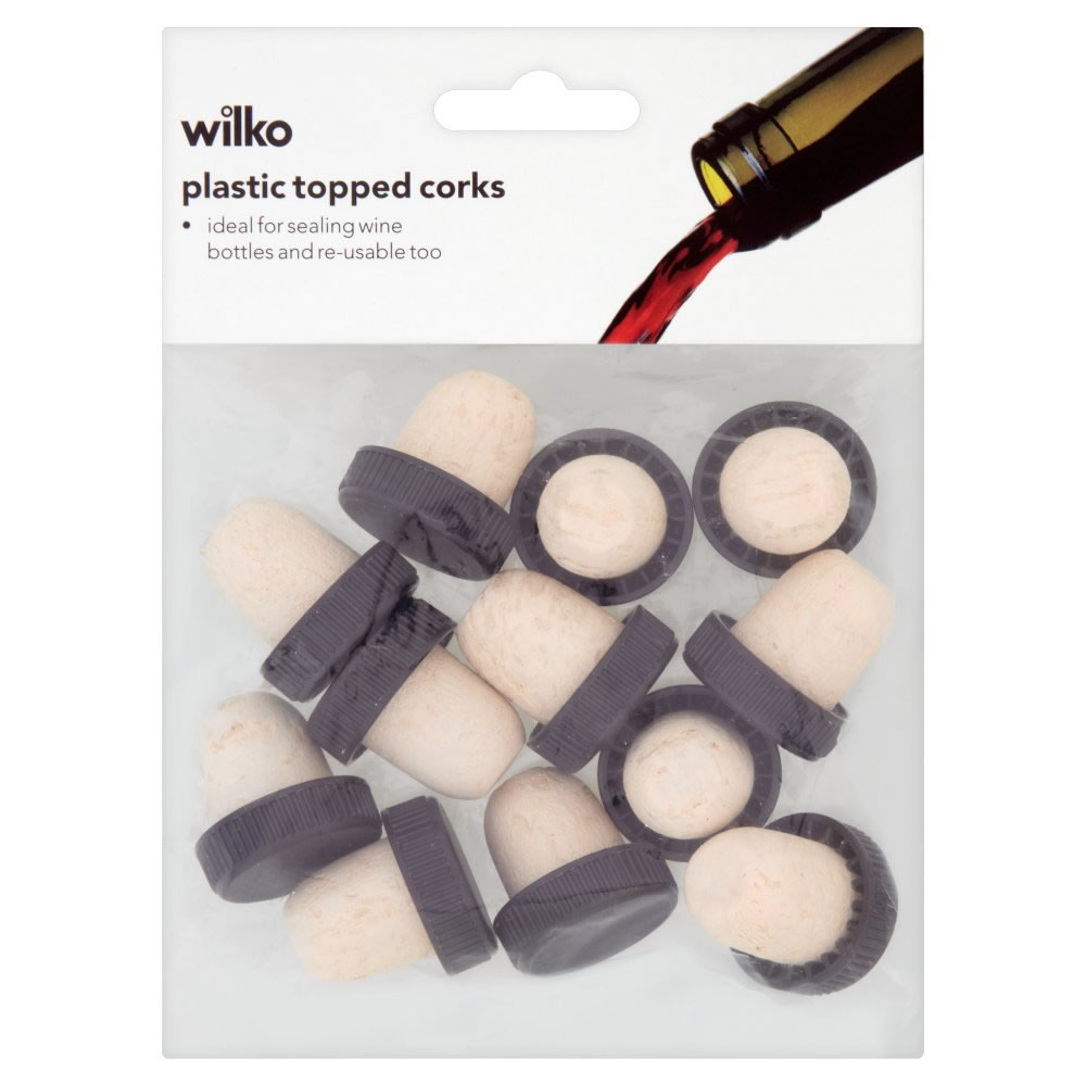 Wilko Plastic Topped Corks 12 pack Wilko